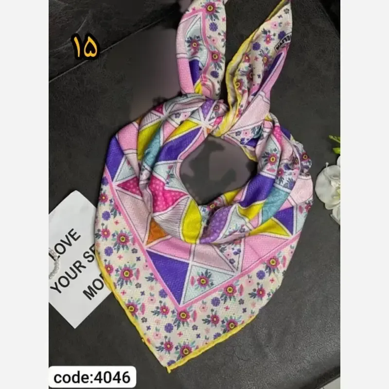روسری سوپرنخ دخترانه دست دوز قواره 100 سانت فانتزی