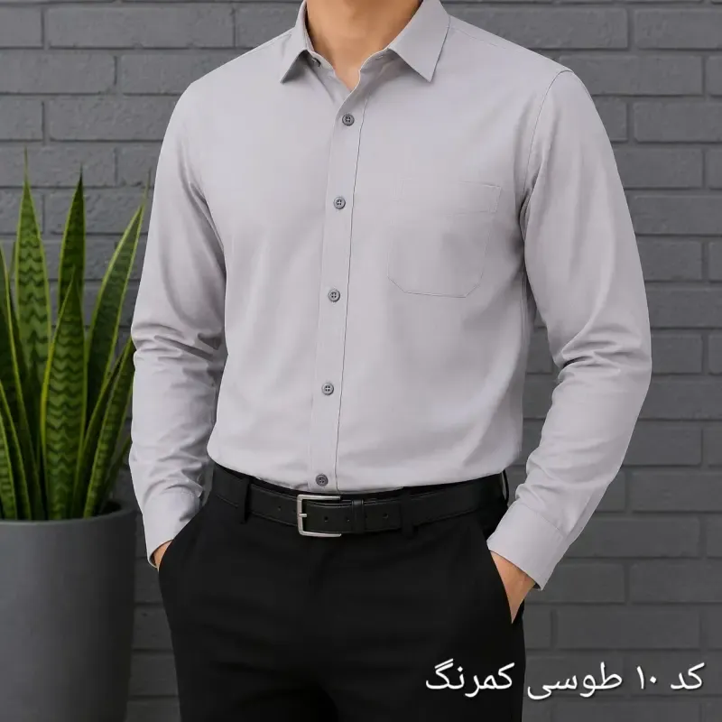 پیراهن آستین بلند مردانه بنگال کشی قواره اندامی رنگ ثابت (2)