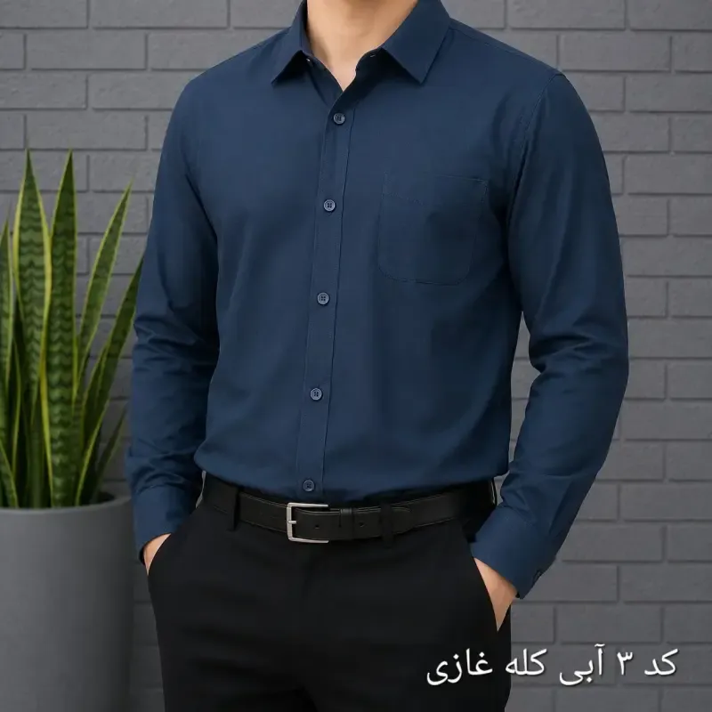 پیراهن آستین بلند مردانه بنگال کشی قواره اندامی رنگ ثابت (2)