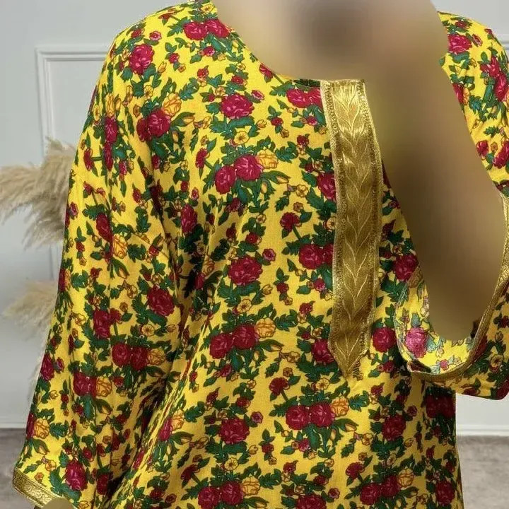 پیراهن ساحلی زنانه ترکمنستان طلاکوب گل ریز فری سایز تا 54 جنس نخی چهارفصل شیک