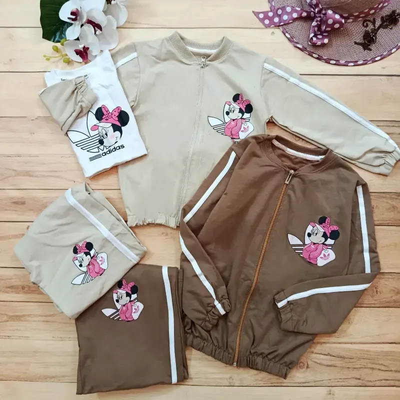 سه تکه سویشرت و شلوار و تیشرت آدیداس مدل بگ پنبه گلکسی سایز 45 تا 60 رنگ کرم کالباسی موکا زیتونی
