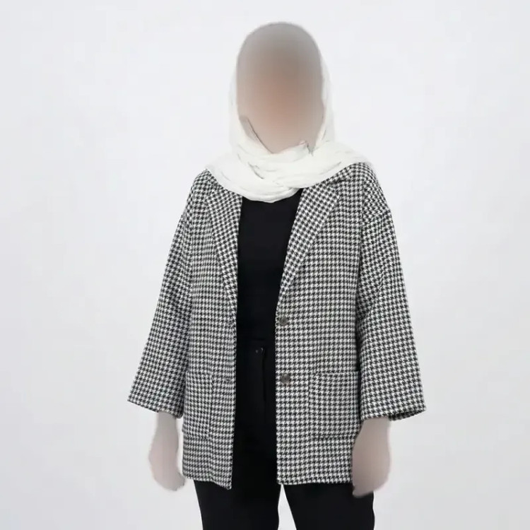 کت کشمیر زنانه مشکی آستین سه ربع مناسب پاییز و زمستان