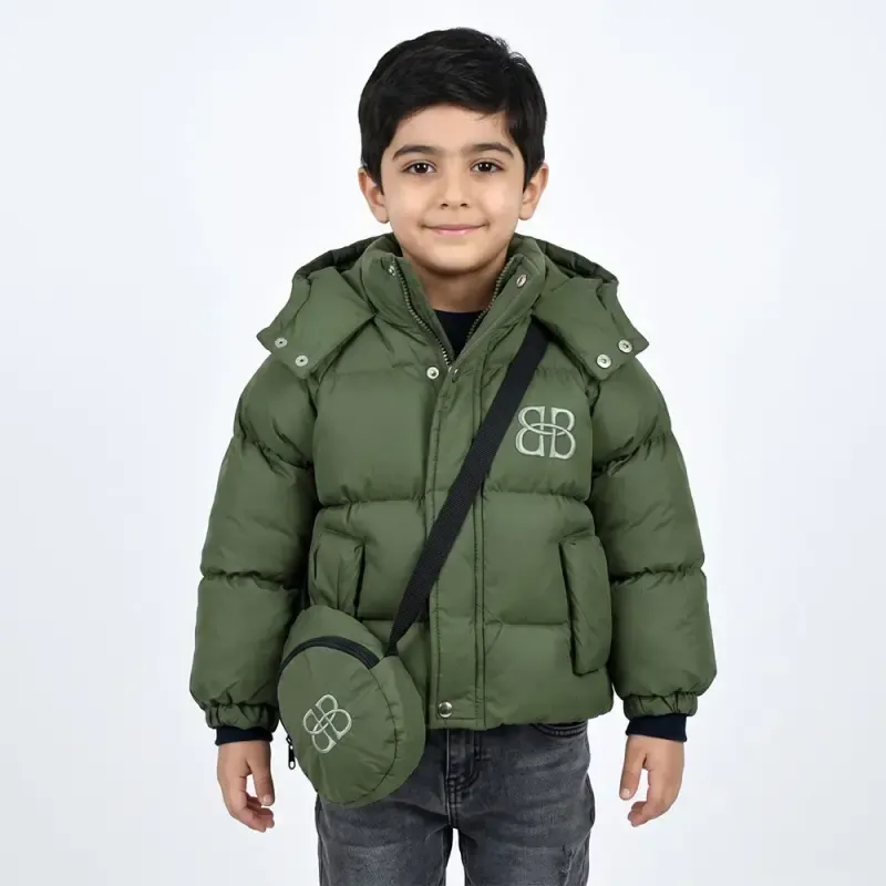 کاپشن باکسی پفکی پسرانه سبز (2)