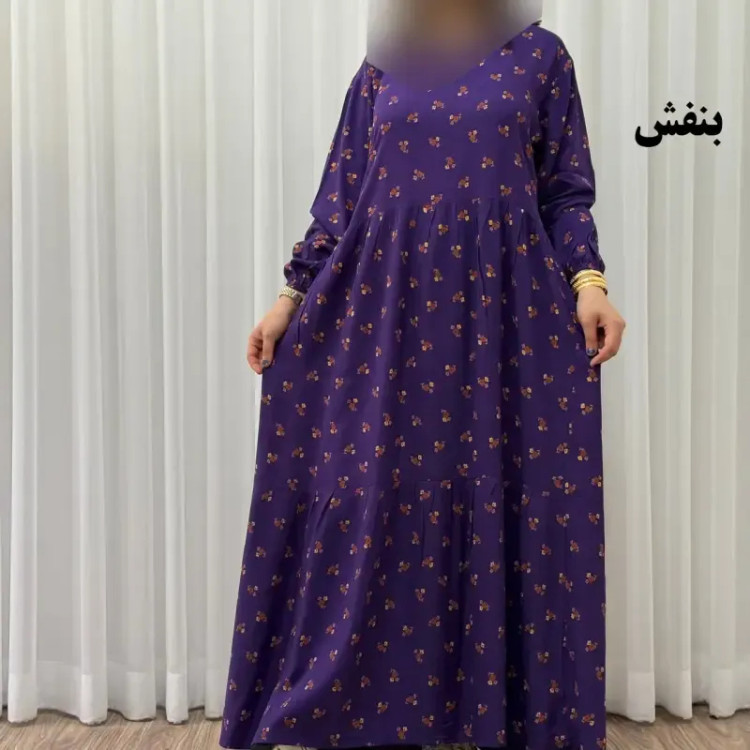 پیراهن ساحلی زنانه گلریز نخی فری سایز تا 48 آیدایی کمربند دار شیک و راحت چهارفصل