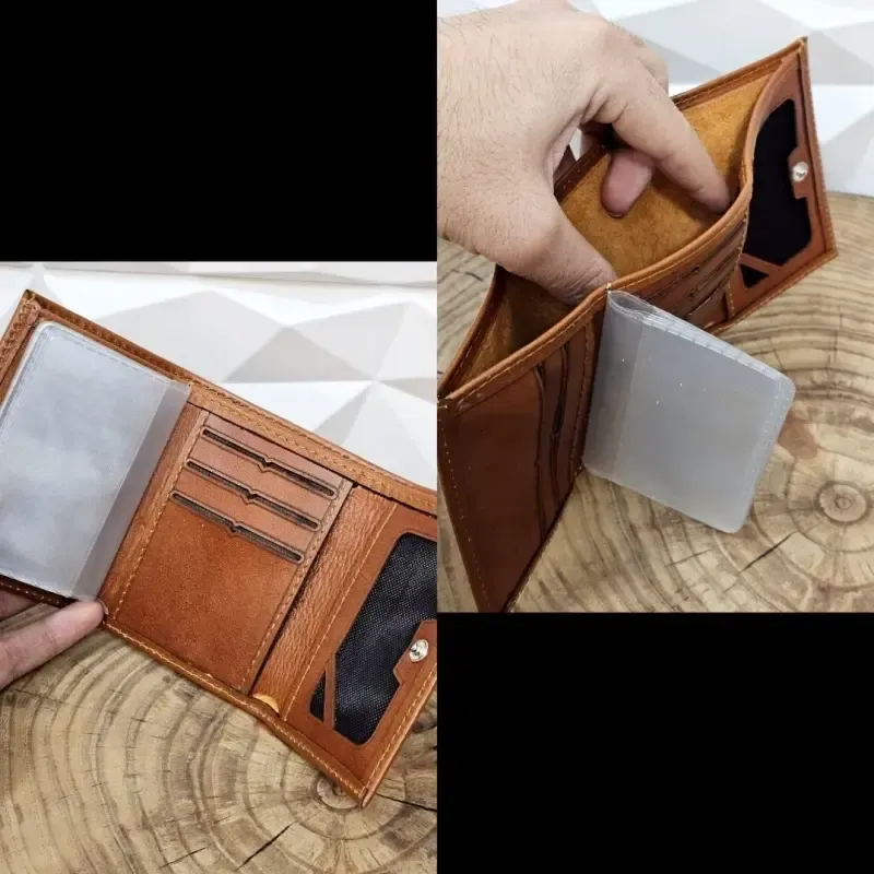 کیف پول جیبی چرم طبیعی گاوی مردانه و زنانه ابعاد 7 در 10 سانتی متر
