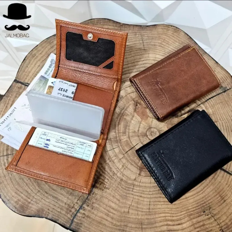 کیف پول جیبی چرم طبیعی گاوی مردانه و زنانه ابعاد 7 در 10 سانتی متر