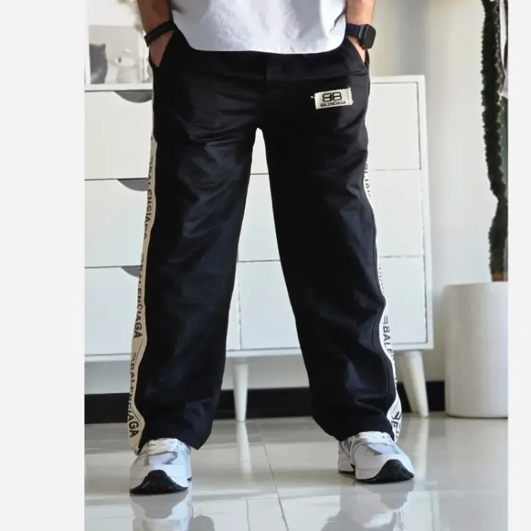 شلوار اسلش نیم بگ بغل نوار بالنسیاگا مشکی فلازت سایز XL XXL XXXL