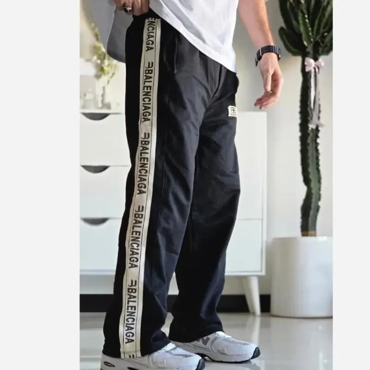 شلوار اسلش نیم بگ بغل نوار بالنسیاگا مشکی فلازت سایز XL XXL XXXL