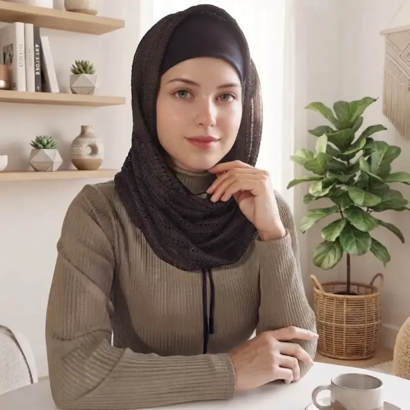 رینگ اسکارف بافت پاییزی بند هودی دار ابعاد 50 در 80 سانتی متر