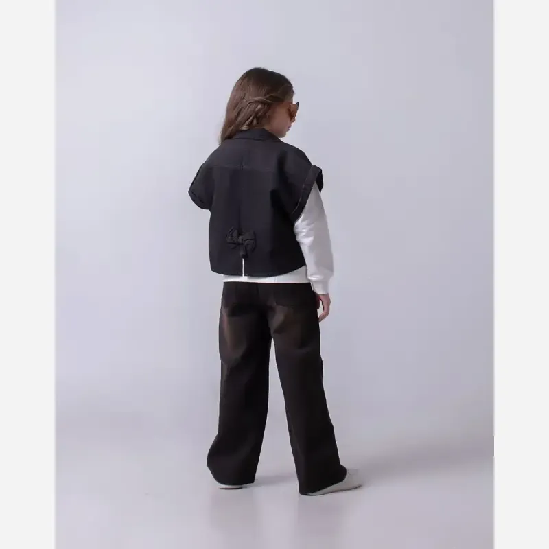 ست سه تیکه ژیله و شلوار جین دخترانه بلوز پنبه دورس