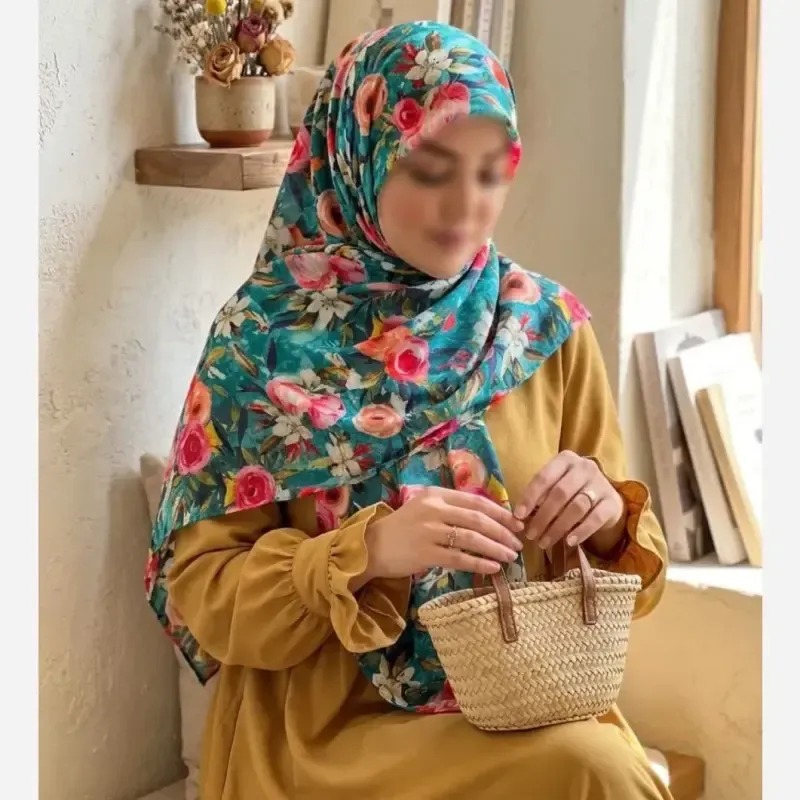 روسری نخ کاستوم طرح فلور قواره 140 بزرگ