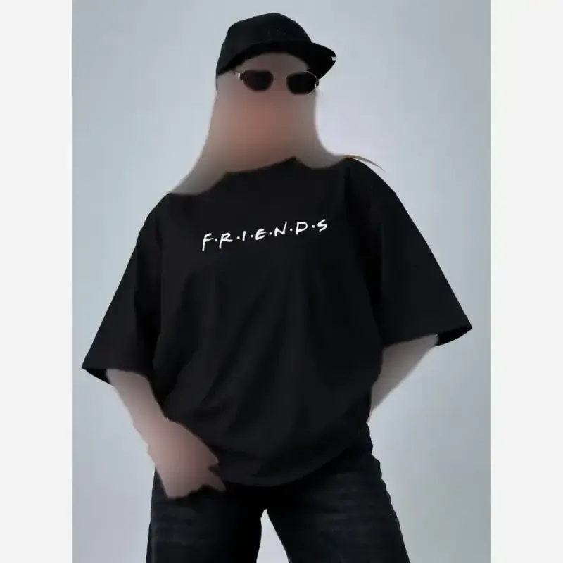 تیشرت لش پنبه طرح friends باکسی قواره دار