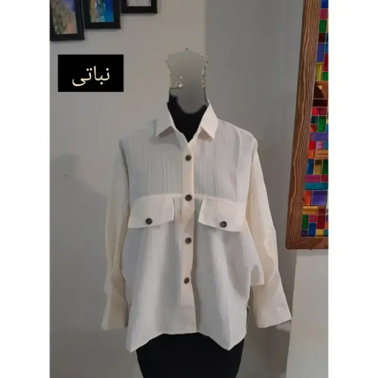 مانتو پانچ کوتاه لینن اسپرت قواره دار سایز بزرگ