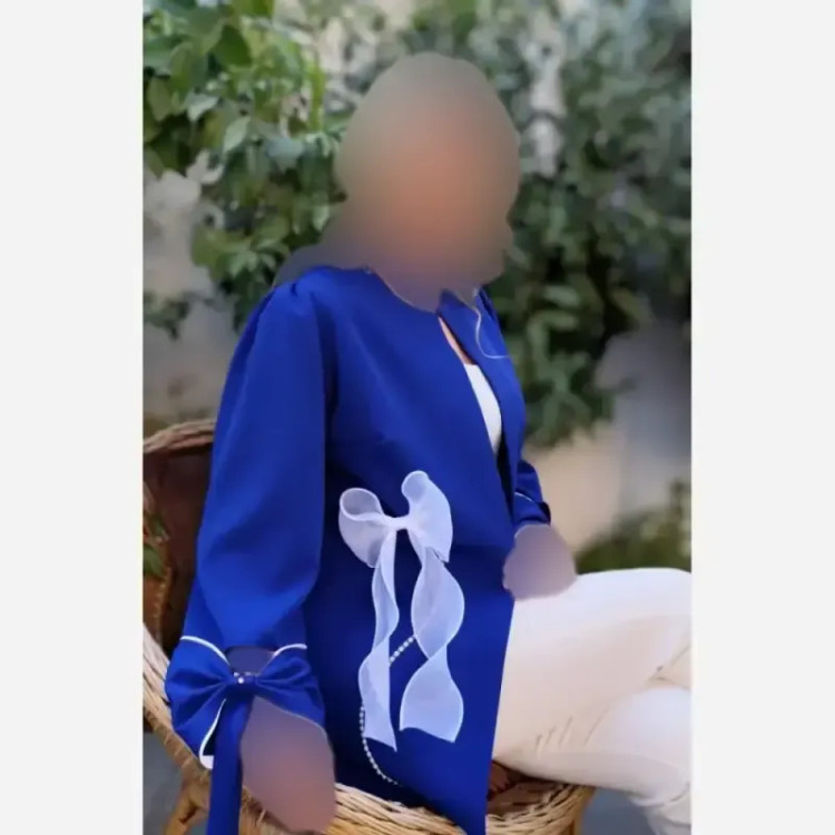 کت پاپیون کرپ مازراتی زنانه رنگ مشکی سرخابی کاربنی