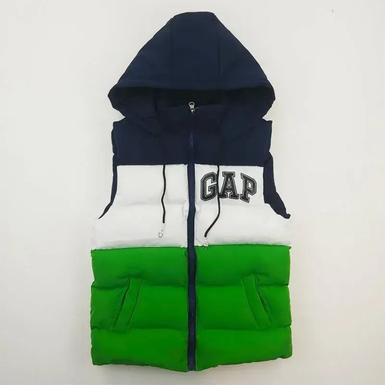 پافر پسرانه GAP سبز سه رنگ شمعی جیبدار