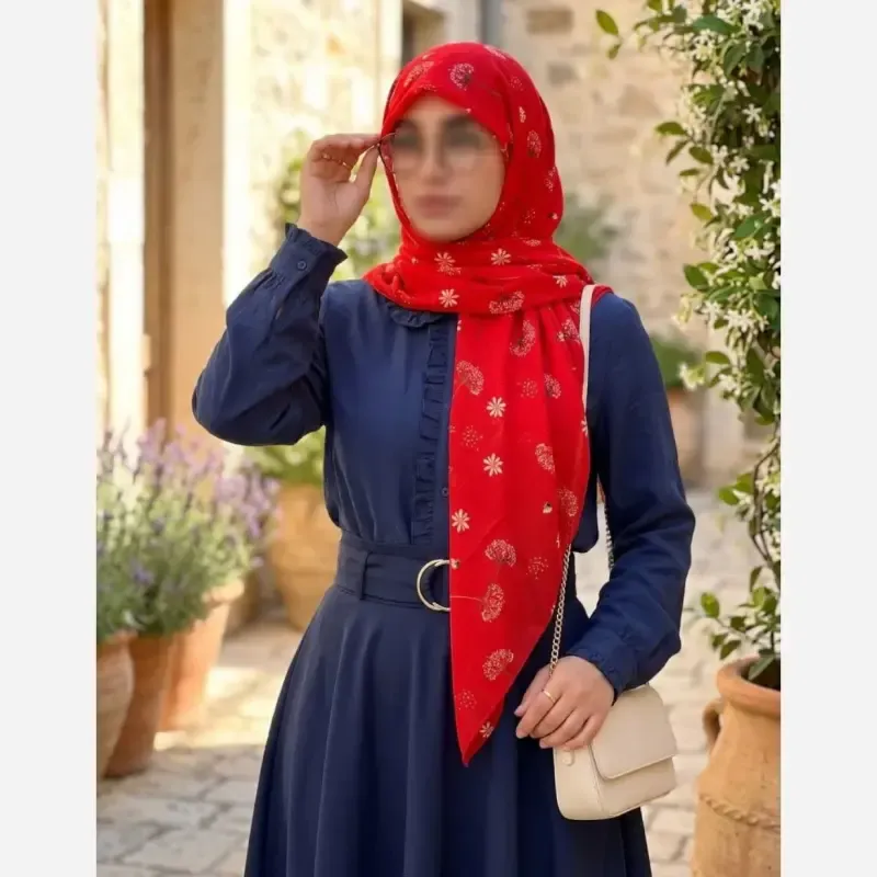 روسری نخی قاصدک طرح سهراب قایق 140 سانتی متر