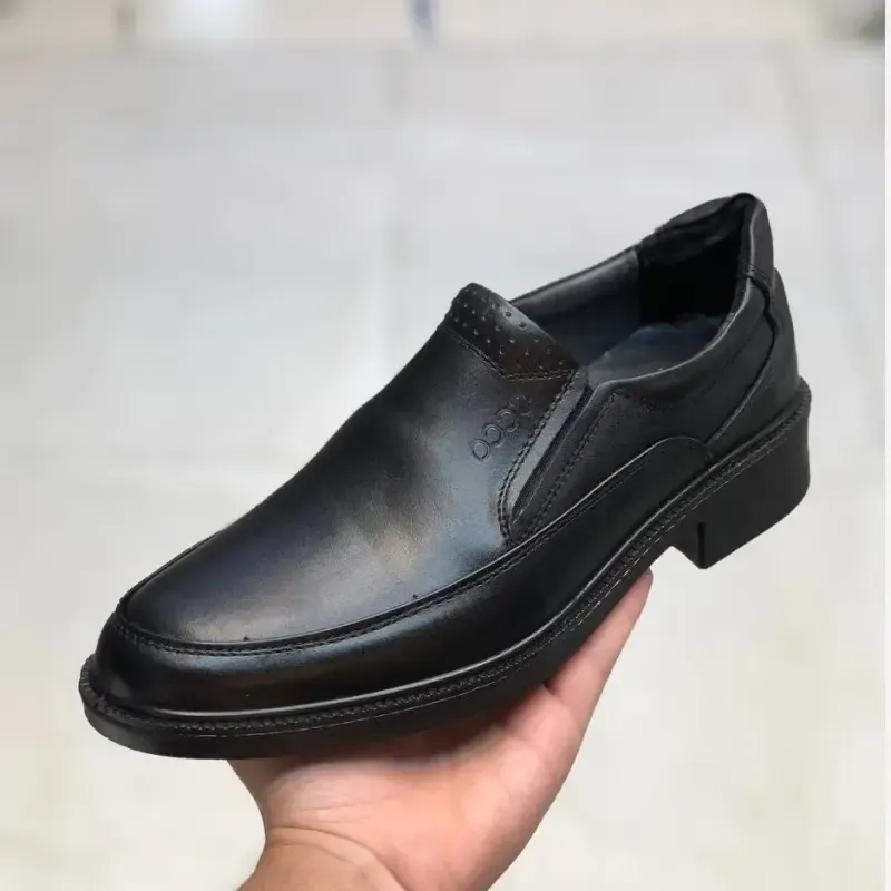 کفش چرم مجلسی مردانه مدل کلاسیک بیبندی مشکی
