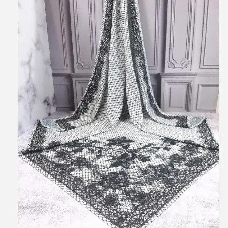 روسری نخی کاستوم طرح گیپور سایز 140 در 140