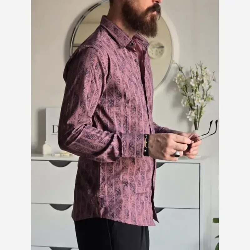 پیراهن مردانه آستین بلند راه راه ابروبادی سارینا سایزبندی M L XL XXL