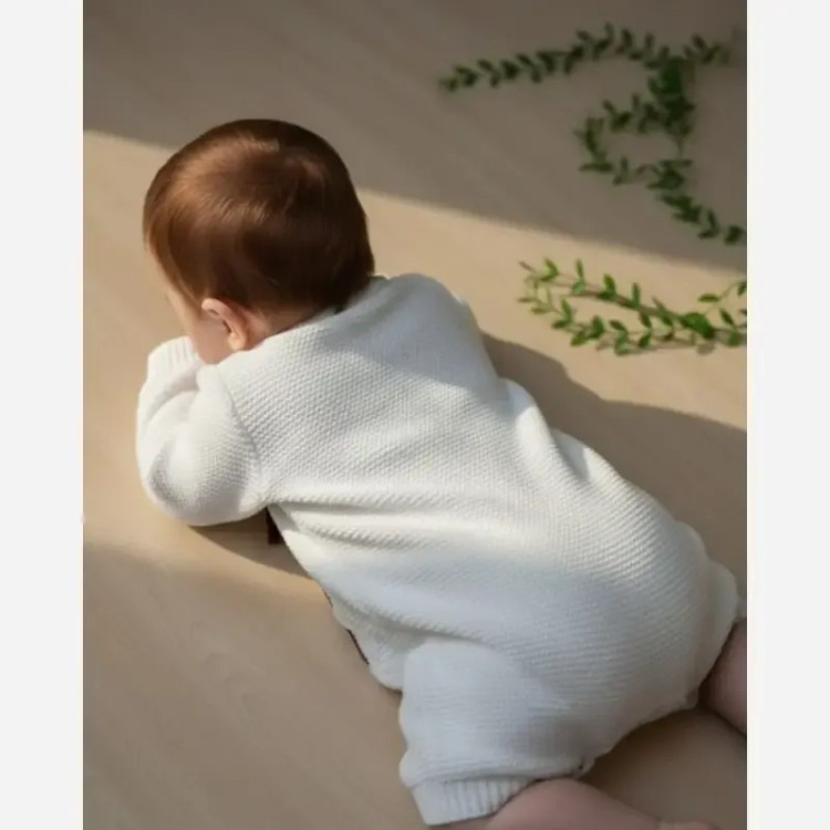 بادی بافت وارداتی نوزادی و بچگانه رنگ سفید سایز 90