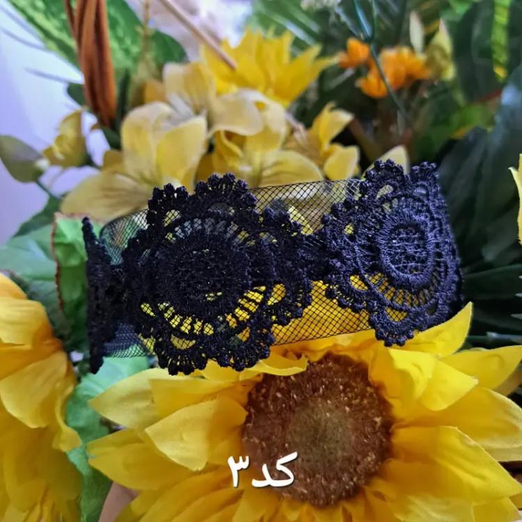 تل گیپور مجلسی طرح گل وارداتی درجه یک مشکی سرمه ای صورتی روشن