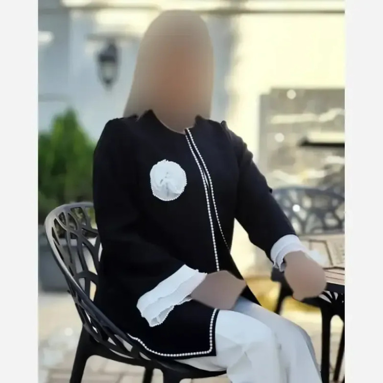 کت نیلوفر کرپ مازراتی بلند رنگ مشکی و سرخابی