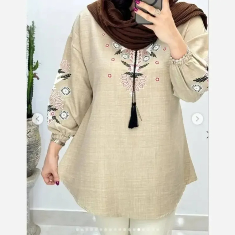 تونیک چاپی رنگی آرامش جنس شانتون درجه یک فری سایز
