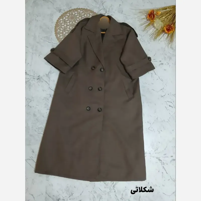 بارونی زنانه مدل خزان کتان تی سی آستردار فری سایز