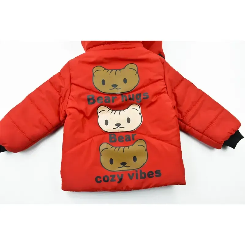 کاپشن پسرانه BEAR قرمز شمعی خزدار پاییزه و زمستانه