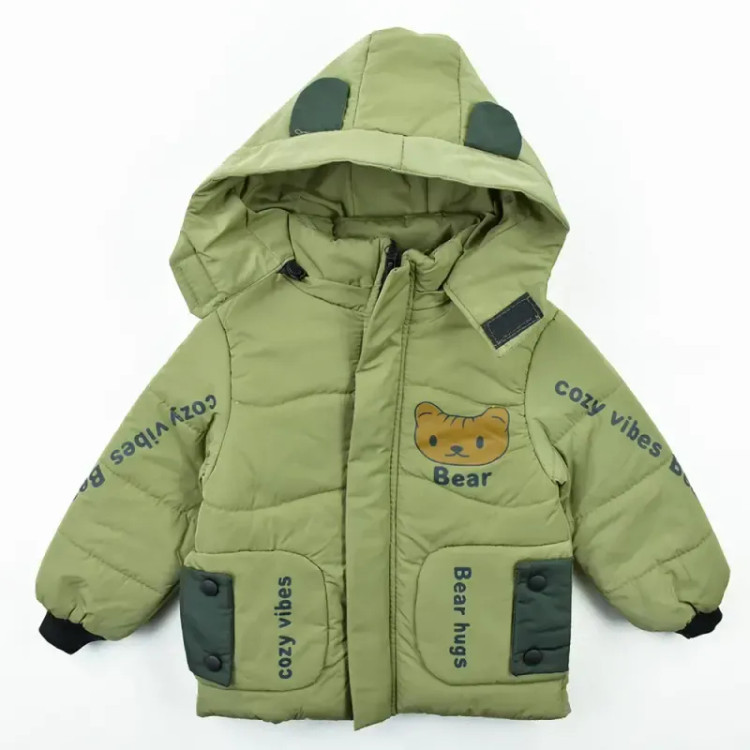 کاپشن پسرانه BEAR سبز شمعی آستر خز پاییزه و زمستانه