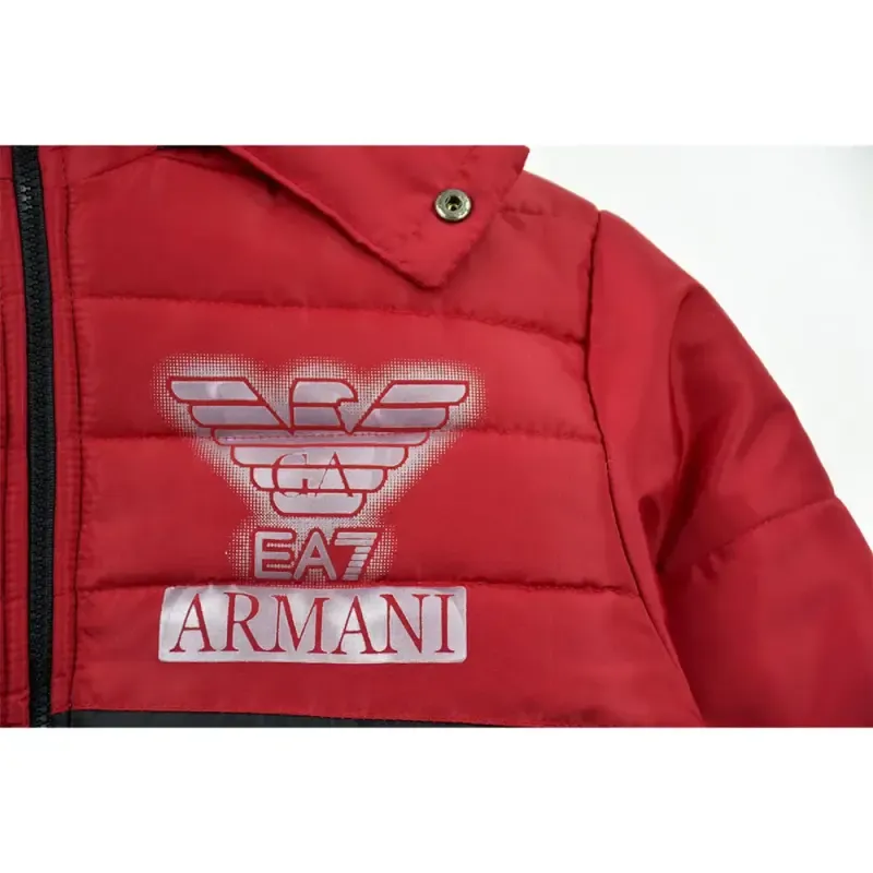 کاپشن پسرانه ARMANY آلبالویی آستر خز کلاه دار