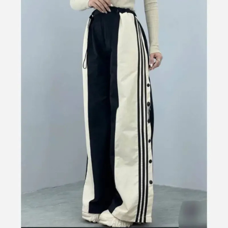 شلوار بگ کتان زارا بغل دکمه سه خط قد 105