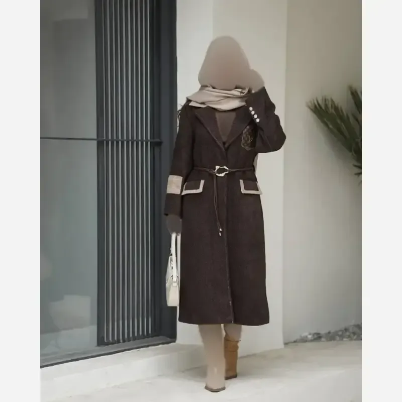 کت بلند زنانه مدل ماهورا مخمل جودون یقه انگلیسی سایز بزرگ