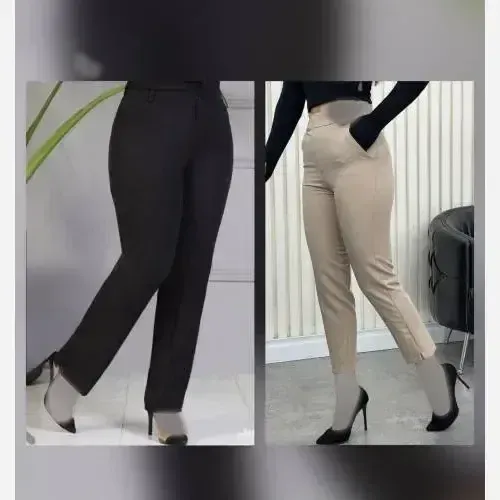 شلوار راسته اداری زنانه و دخترانه مازراتی درجه یک قد 90 تا 95 رنگ مشکی و کرم