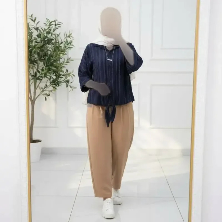 شومیز گره ای زنانه مدل هانیه جنس صوفیا فری سایز رنگ مشکی طوسی سرمه ای سبز
