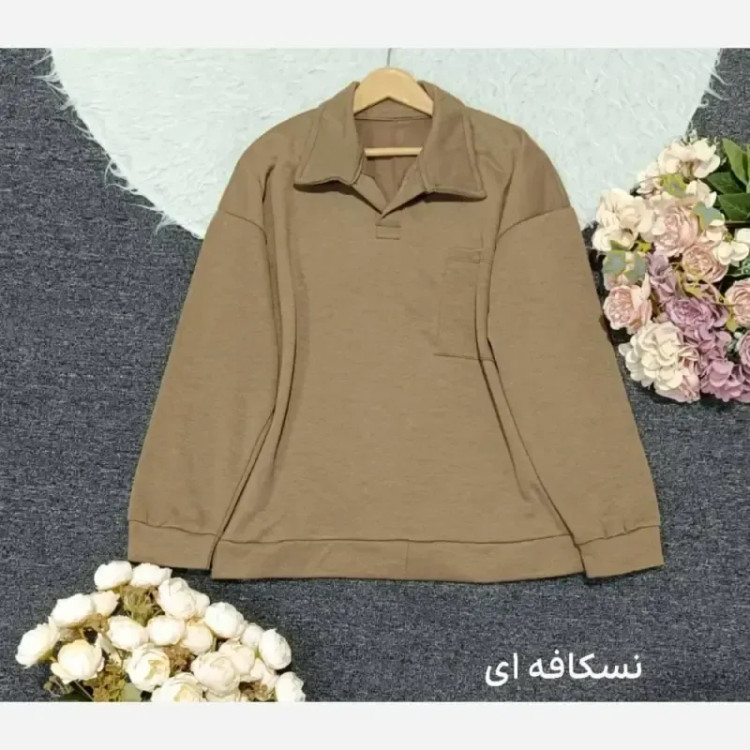 دورس یقه دار اسپرت زنانه پنبه تو کرکی جیب دار فری سایز